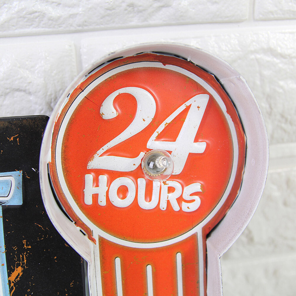 Vintage LED Light Metal Hanging Sign LAUNDROMAT Laundry Shop Art Wall Decoration