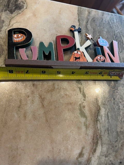Wooden PUMPKIN Sign ADORABLE Perfect for a Desk, Window or Anywhere 8″