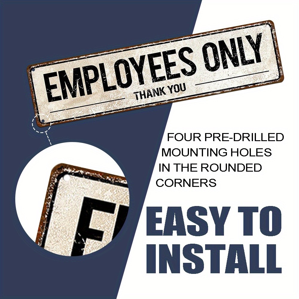 Vintage Employees Only Metal Sign Business Office Decor Staff-Exclusive Plaque