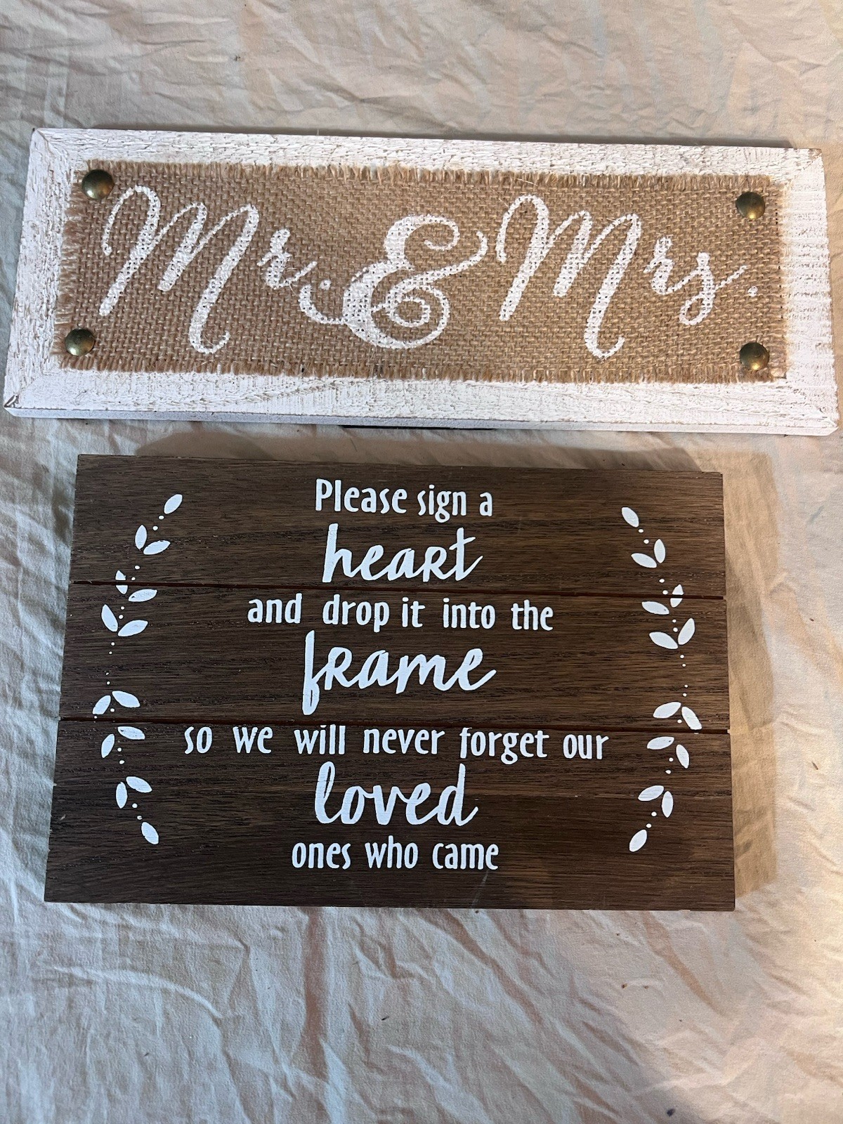 Hobby Lobby Mr & Mrs Wedding Wood Sign Set Rustic Small Freestanding