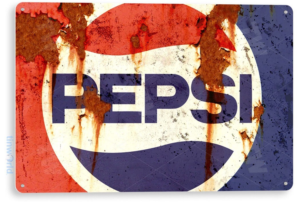 TIN SIGN Pepsi Cola 80’s Rust Metal Décor Art Soda Fountain Store Shop Bar A565