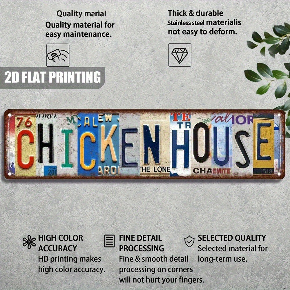Funny Chicken House Sign Farmhouse Wall Decor Vintage Metal Tin Signs Home Decor