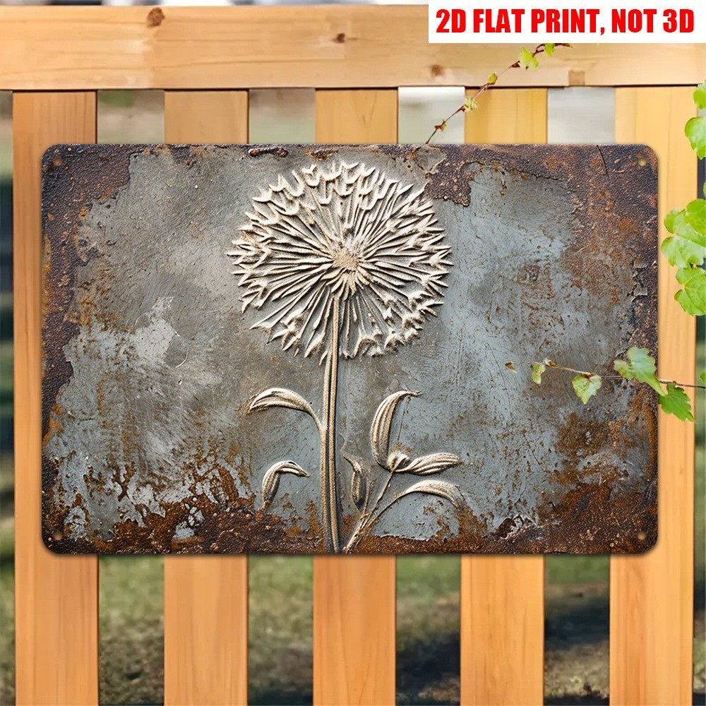 Vintage Dandelion Metal Tin Signs Rustic Floral Wall Art Decor Gym Cafe Garage