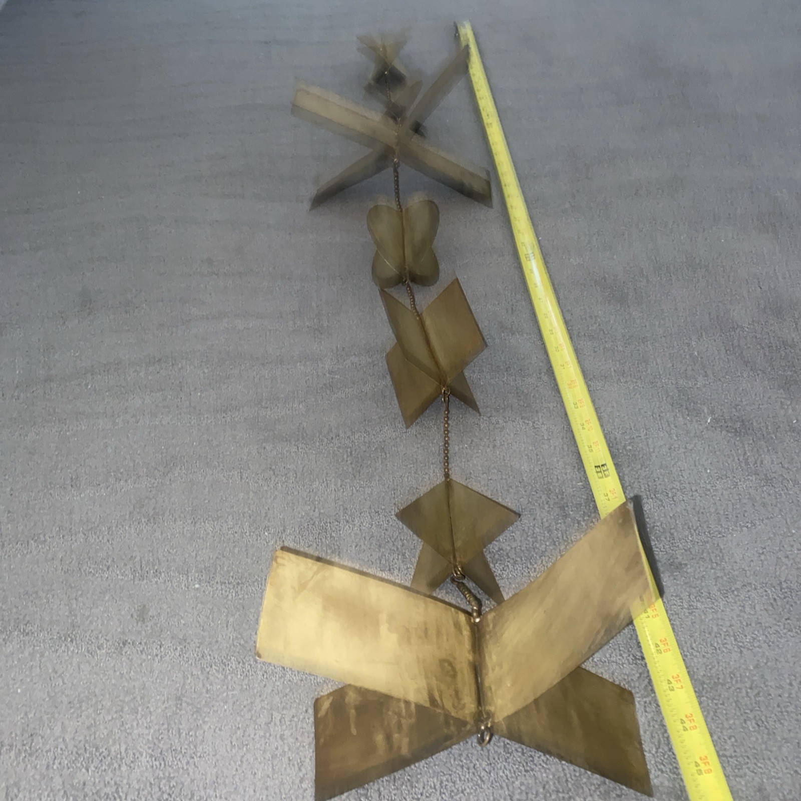 Vntg Geometric Shapes Metal Hanging Sculpture Chain Adjustable 46” RARE! MCM