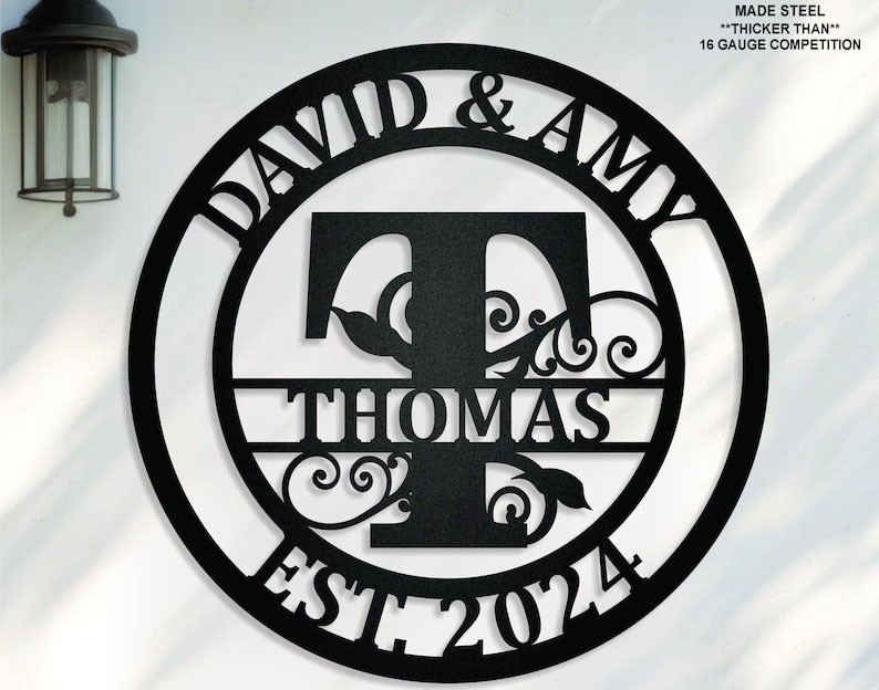 Custom Metal Monogram, Personalized Family Name Metal Sign, Housewarming Gift