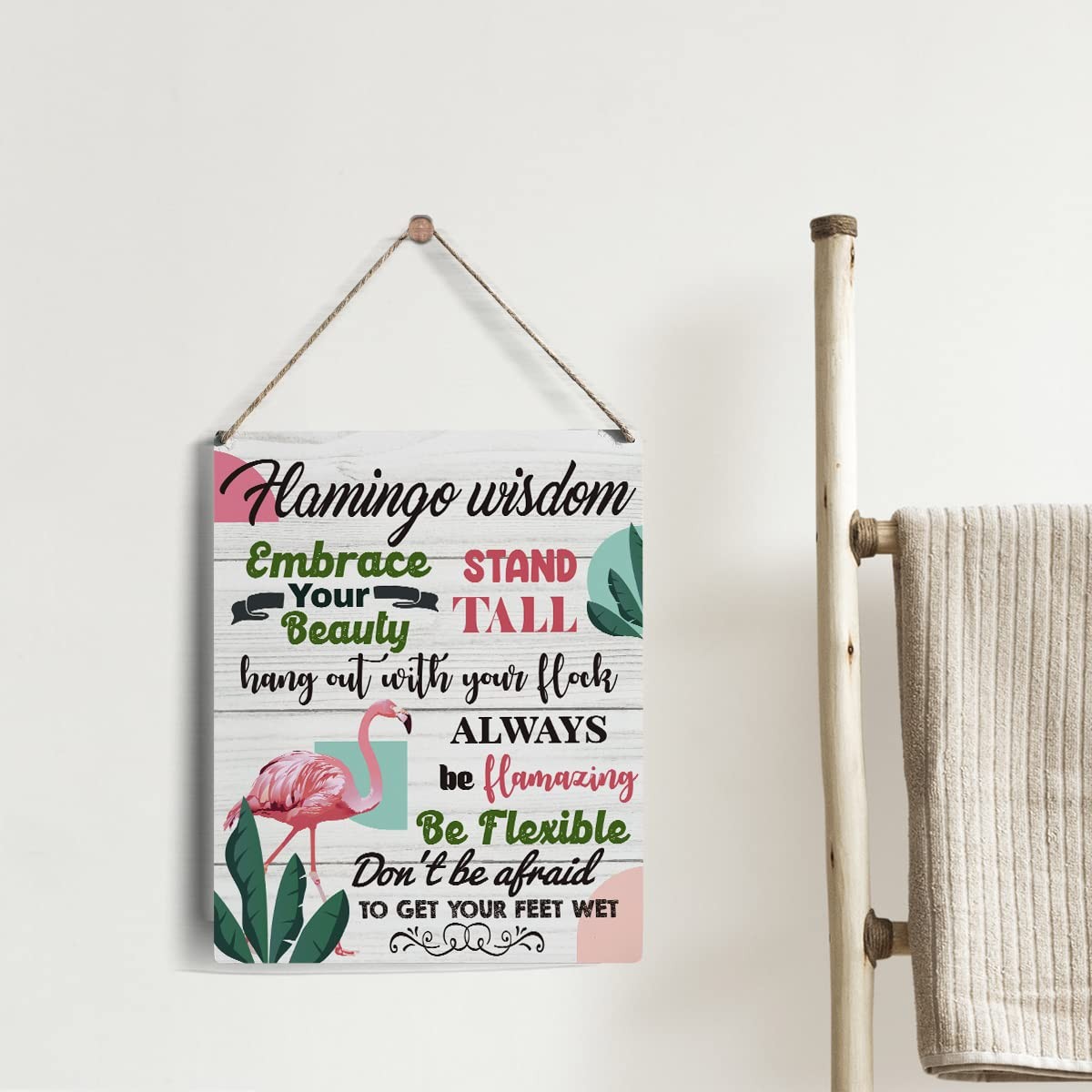 IAXIC Pink Flamingo Sign Gifts, Rustic 8 x 10 Inches., colorful287