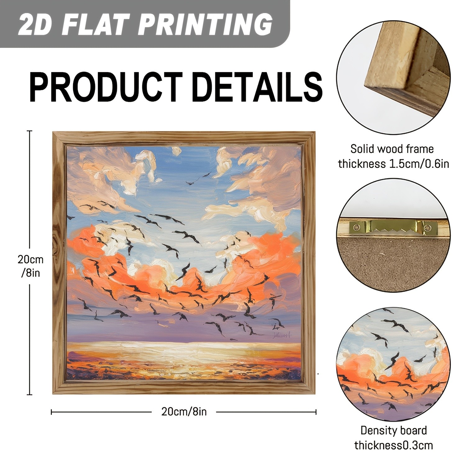 Wooden Plaque Impasto Ocean Sunset Seagull Soft Country Home Wall Decor Gift
