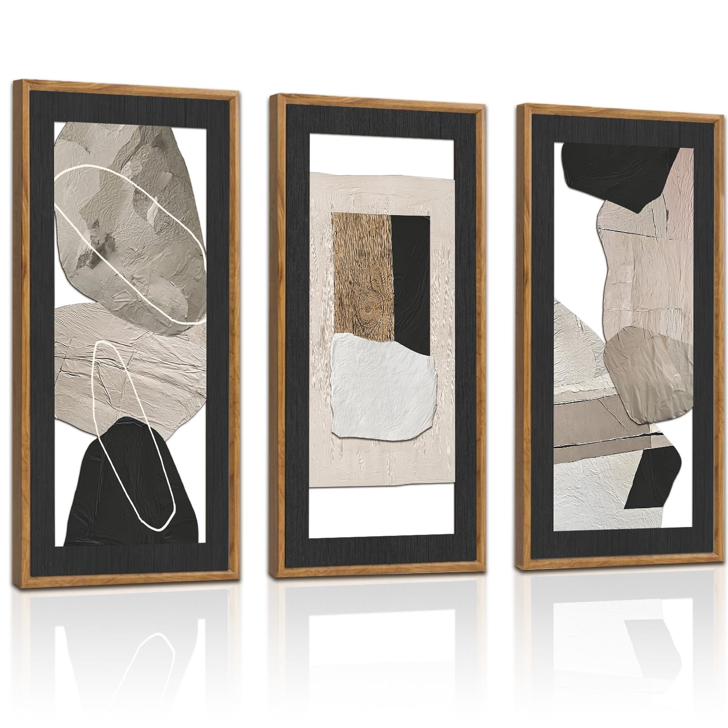 IARTTOP Neutral Abstract Wall Decor Set of 3 Beige Grey Black Brown Wall Art …