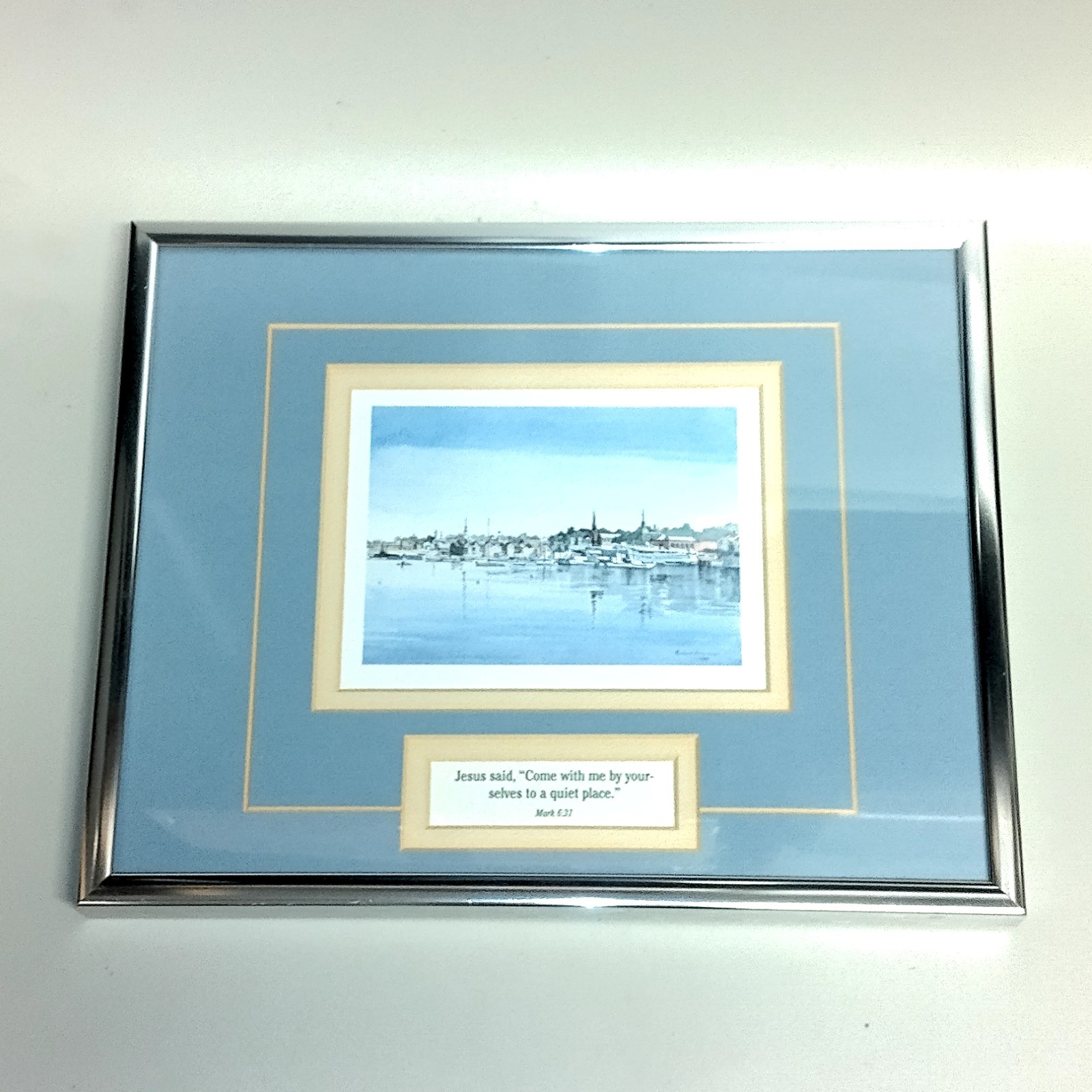 Framed Signed Sailboats Come with Me Quiet Place Mark 6:31 Religious Grosvenor