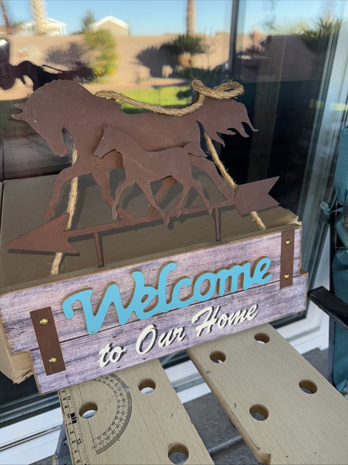 Home Barn Decor Welcome To Our Home Horse And Foal Wood And Metal Signage NEW