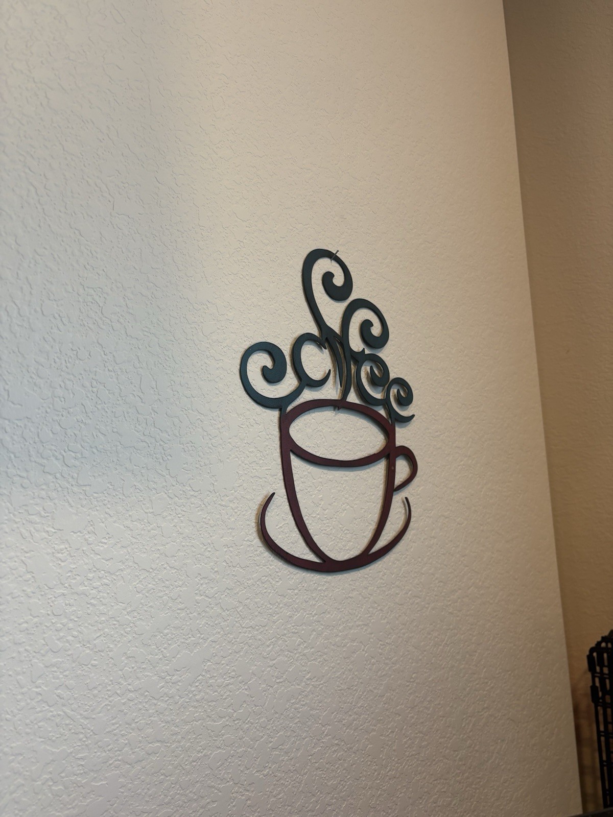 Metal Coffee Cup Wall Sign Black Red Decorative Hanging Wall Mounted