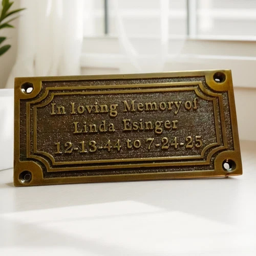 Vintage Looking Memorial Nameplate, Bench Name Plate, Brass Plaque Designer Gift