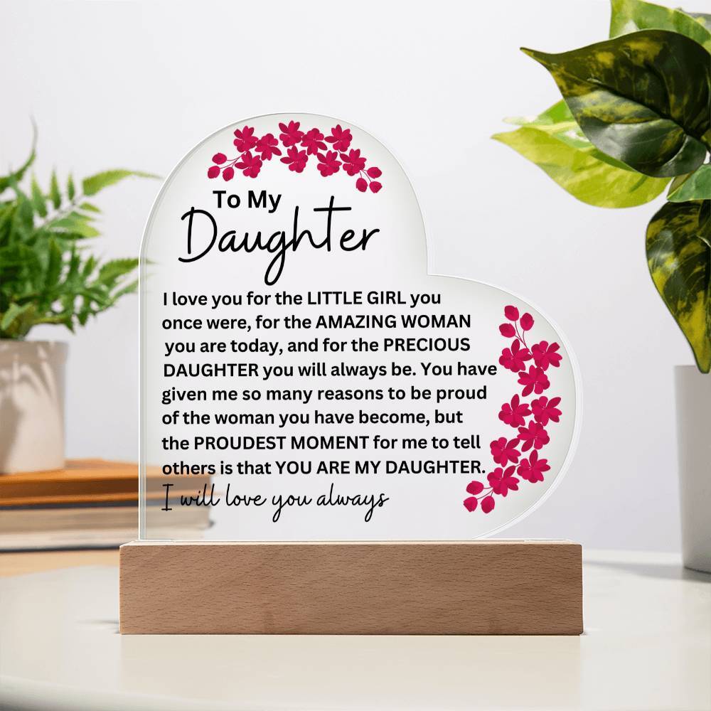 Daughter LED Lighted Acrylic Heart Plaque
