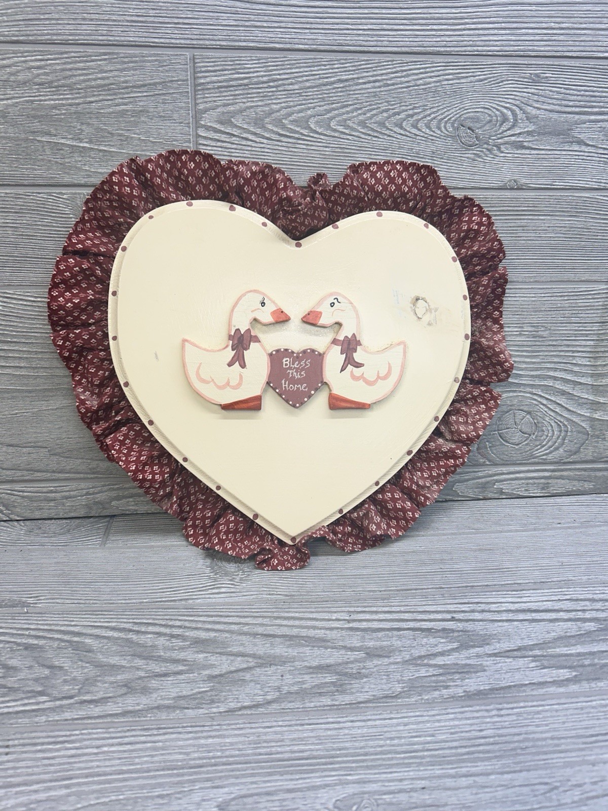 Geese Cottagecore Ruffle Wall Hanging Decor Country Farmhouse Vintage Heart