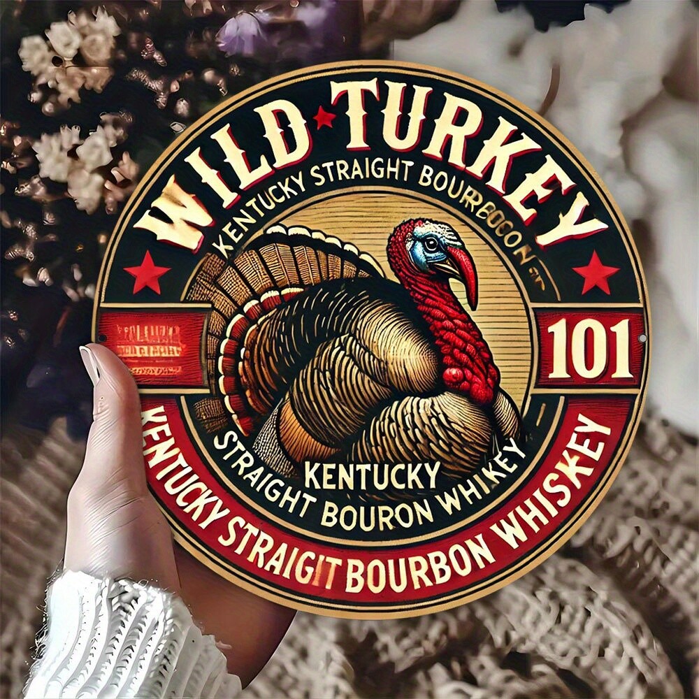Wild Turkey Kentucky Straight Bourbon Tin Metal Signs, 8-Inch Durable Aluminum R