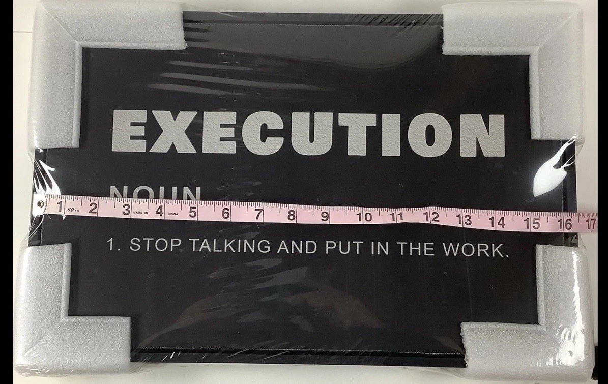 Motivational Workout EXECUTION HUSTLE GRIT Wood Framed Wall Art Set Brand New