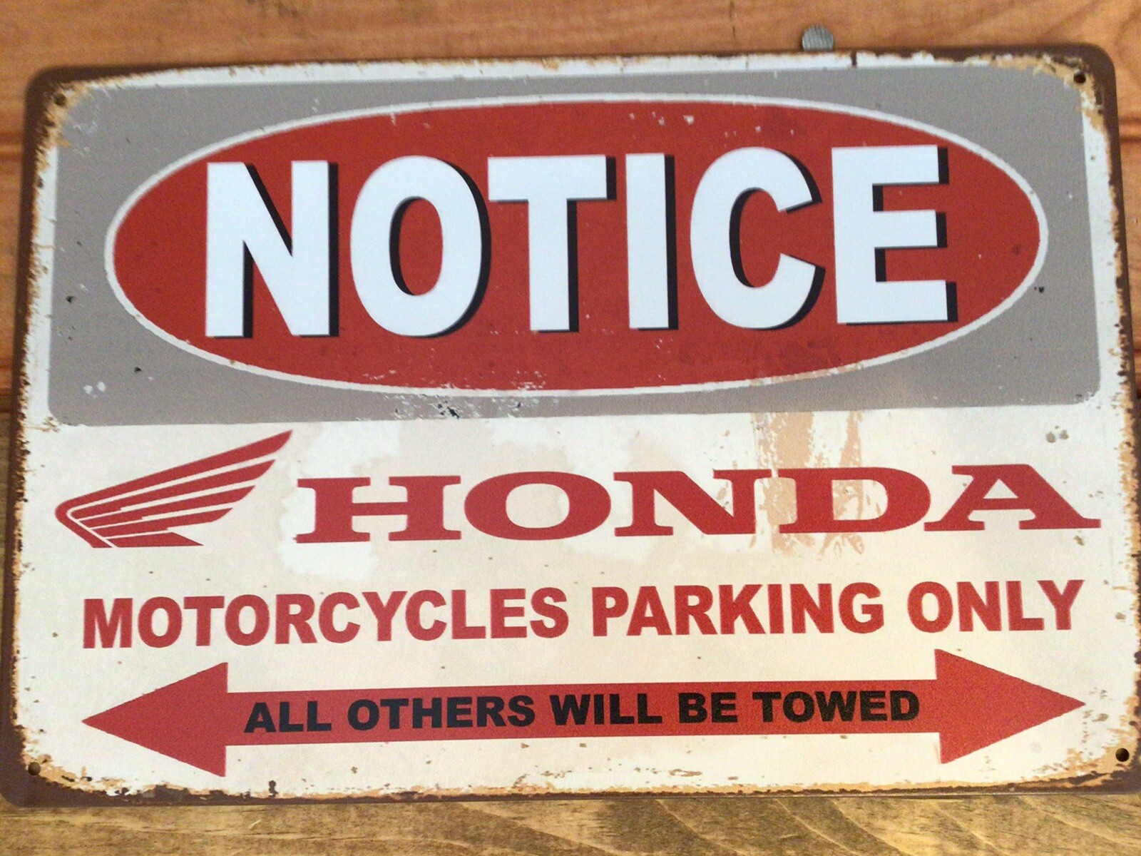 12″x8″ Vintage Patina Style “Honda Motorcycle Parking Only” Sign…A Great Gift!