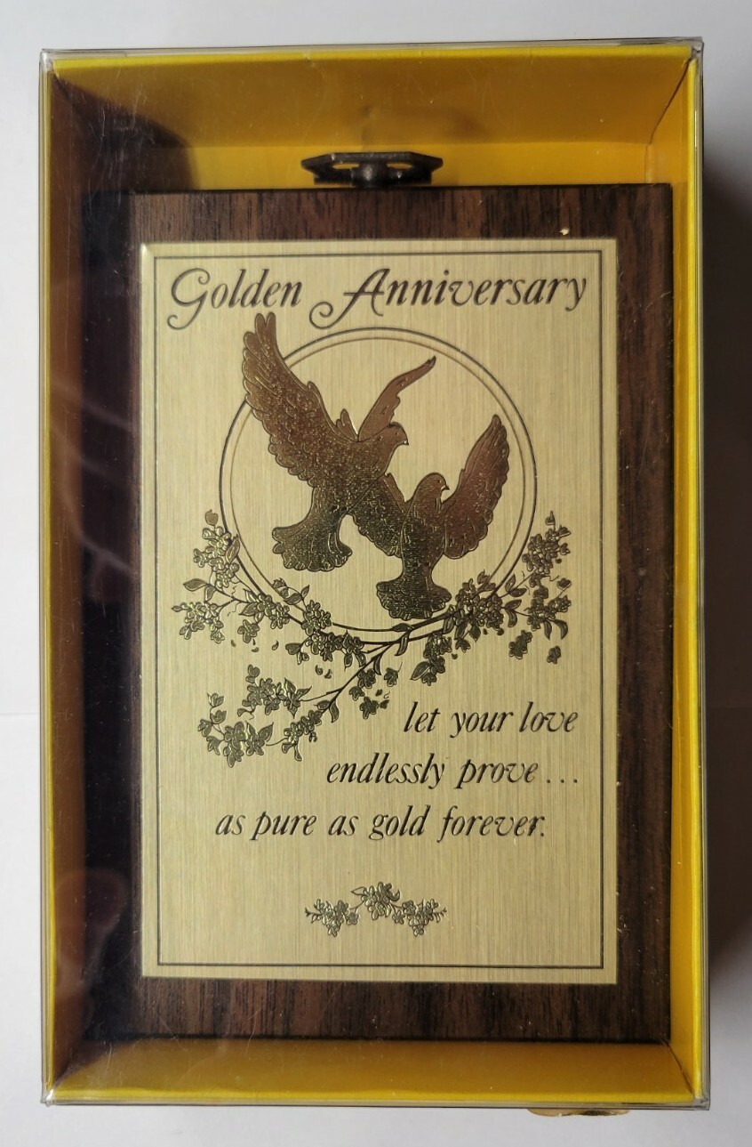 Vintage 1979 Cawley Wood Grain Golden Anniversary Plaque Engravable E3008G NOS
