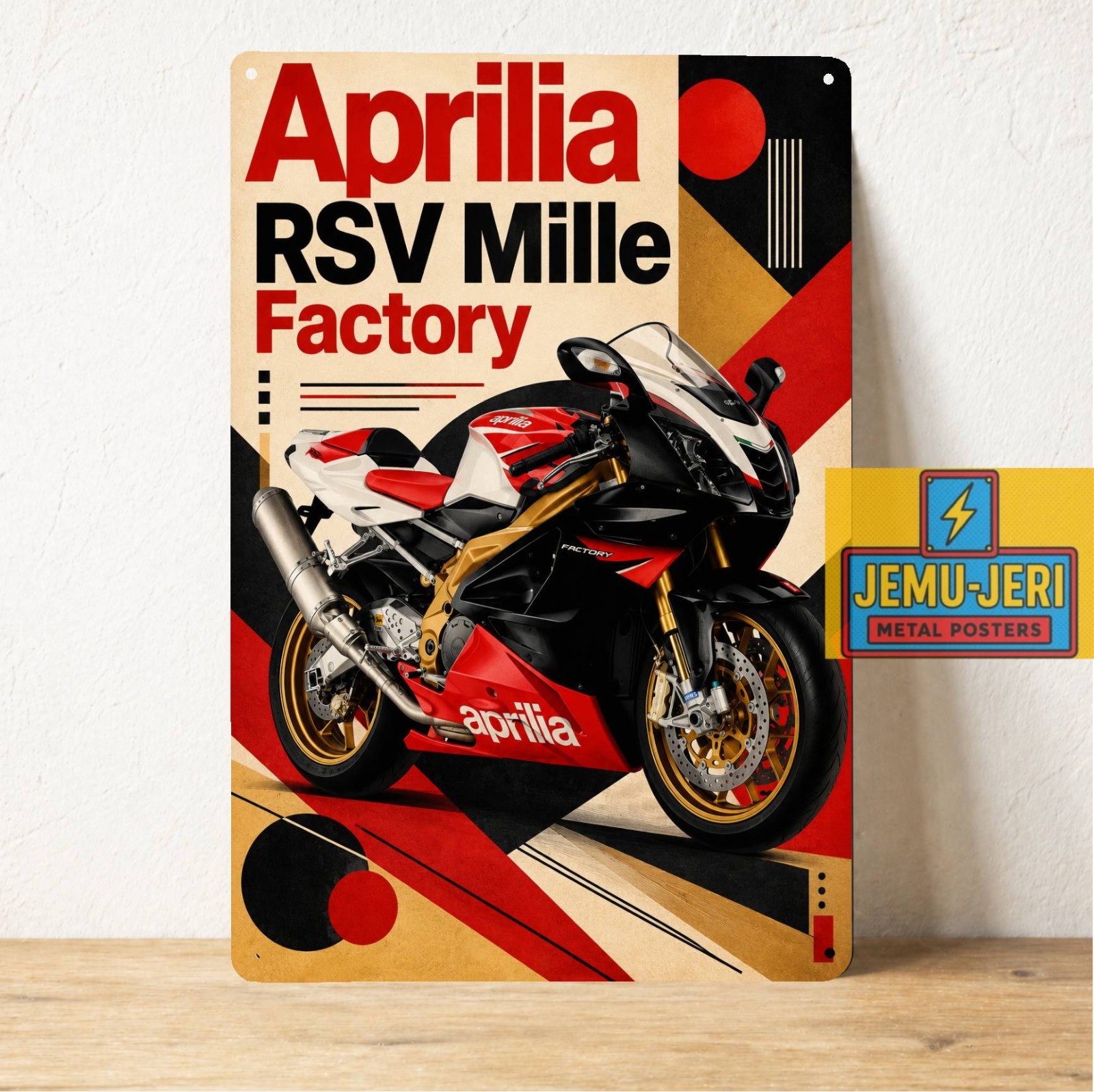 Aprilia rsv mille factory Vintage Motorcycle Metal Sign 8x12in Retro Poster