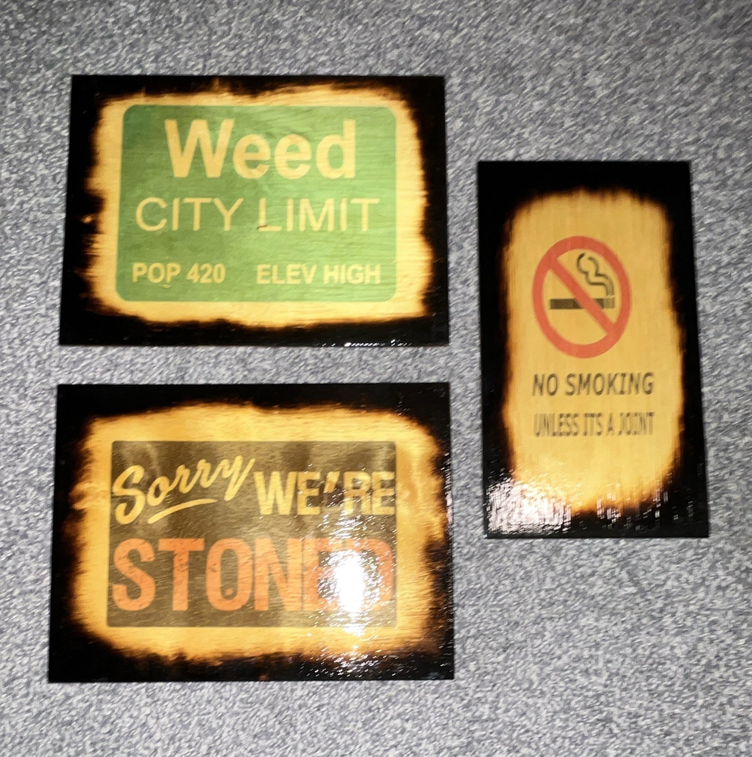 3 Piece Weed Decorative Wood Signs