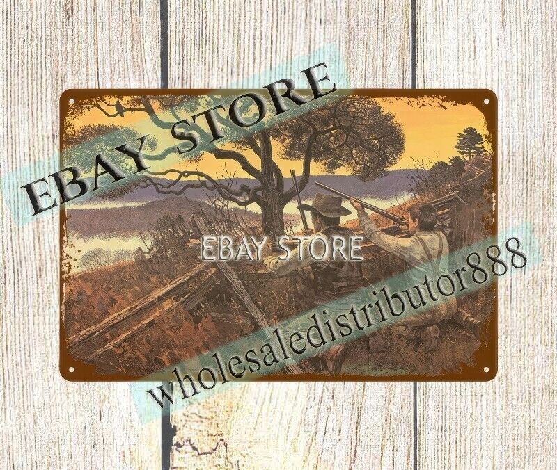 1820s wild turkey hunters sporting firearm ARMS HUNTING metal tin sign old signs