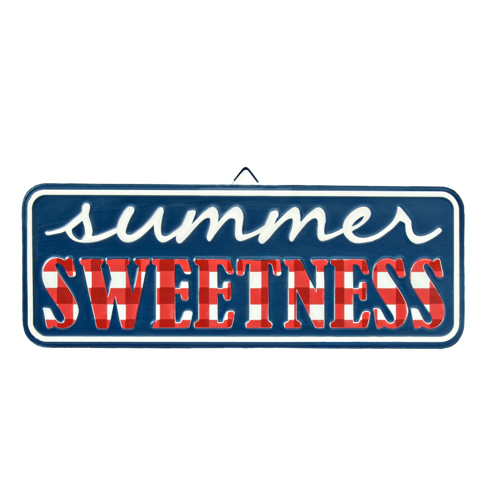The Pioneer Woman Summer Sweetness Fun Treats Red Plaid Script Metal Sign