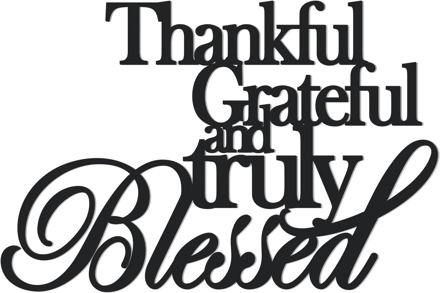 KOYILTD Classic Thankful Grateful Blessed Wall Decor – Black Medium,