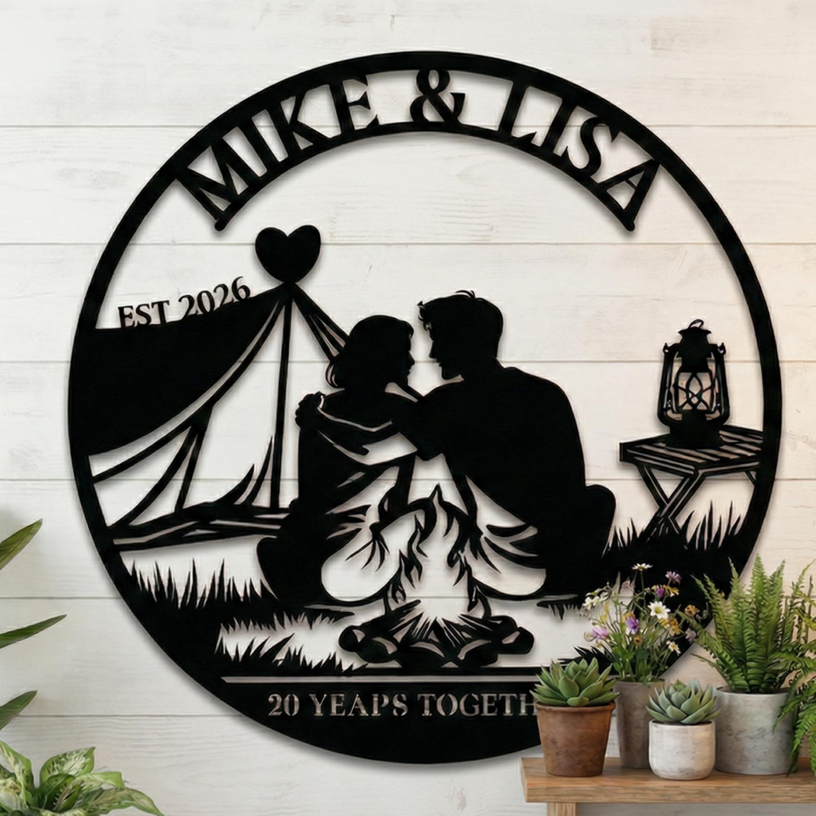 Personalized Camping Couple Metal Sign, Wedding Anniversary Gift