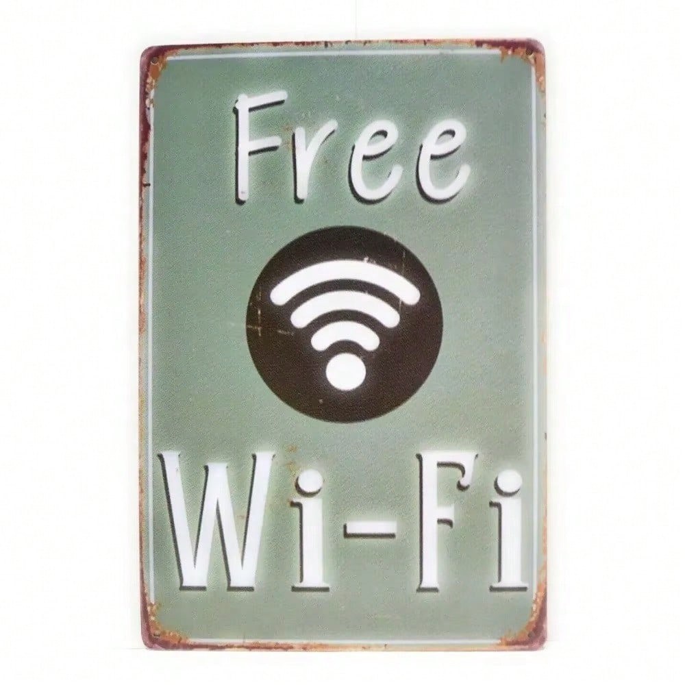 Free Wi-Fi Tin Sign Business Sign Outdoor Decor Street sign Hotel Sign