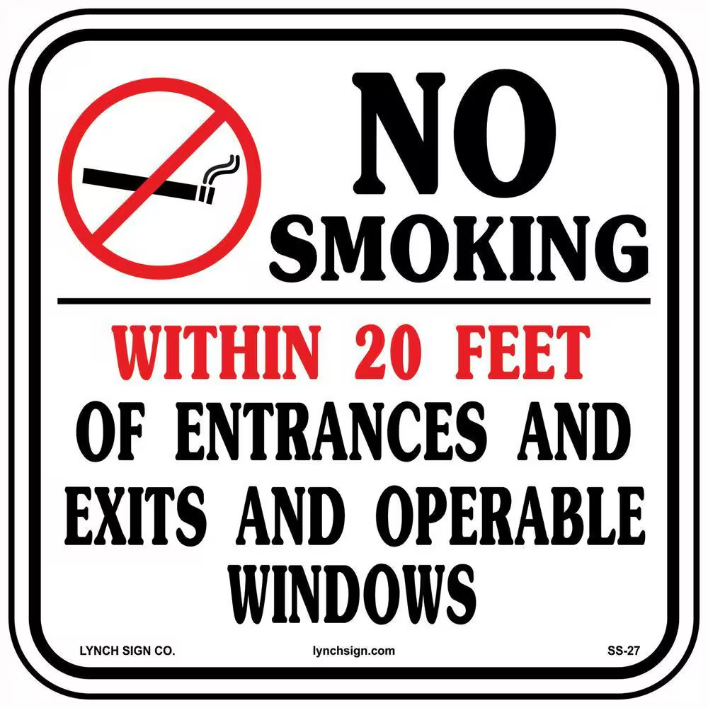 12 In. X 12 In. No Smoking Sign Printed on More Durable, Thicker, Longer Lasting