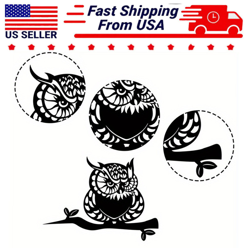 Metal Outdoor Owl Black Animal Cutout Home Office Garden Tree Yard Decor Gift