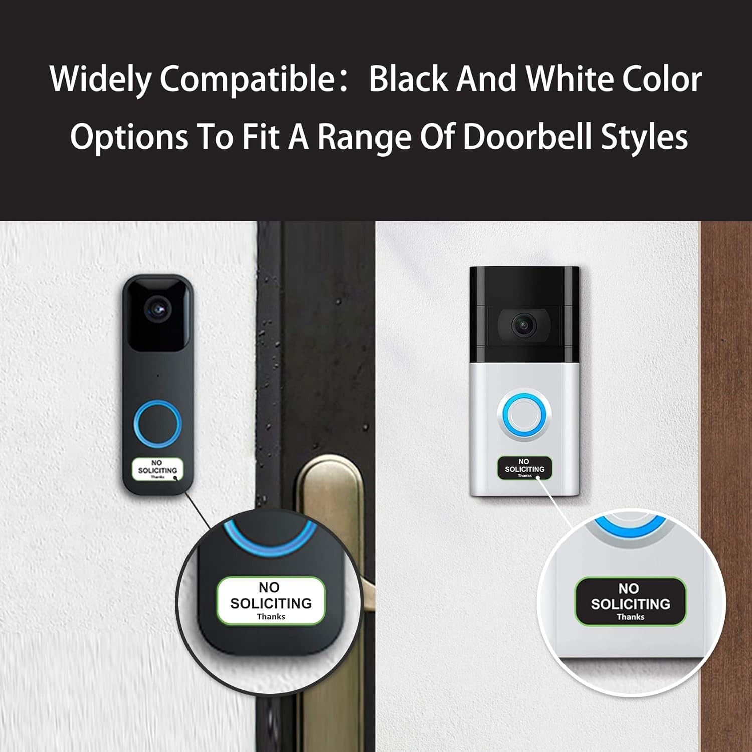 Weatherproof Small No Soliciting Sign – 1×0.5 Inches, 6-Pack in Black & White