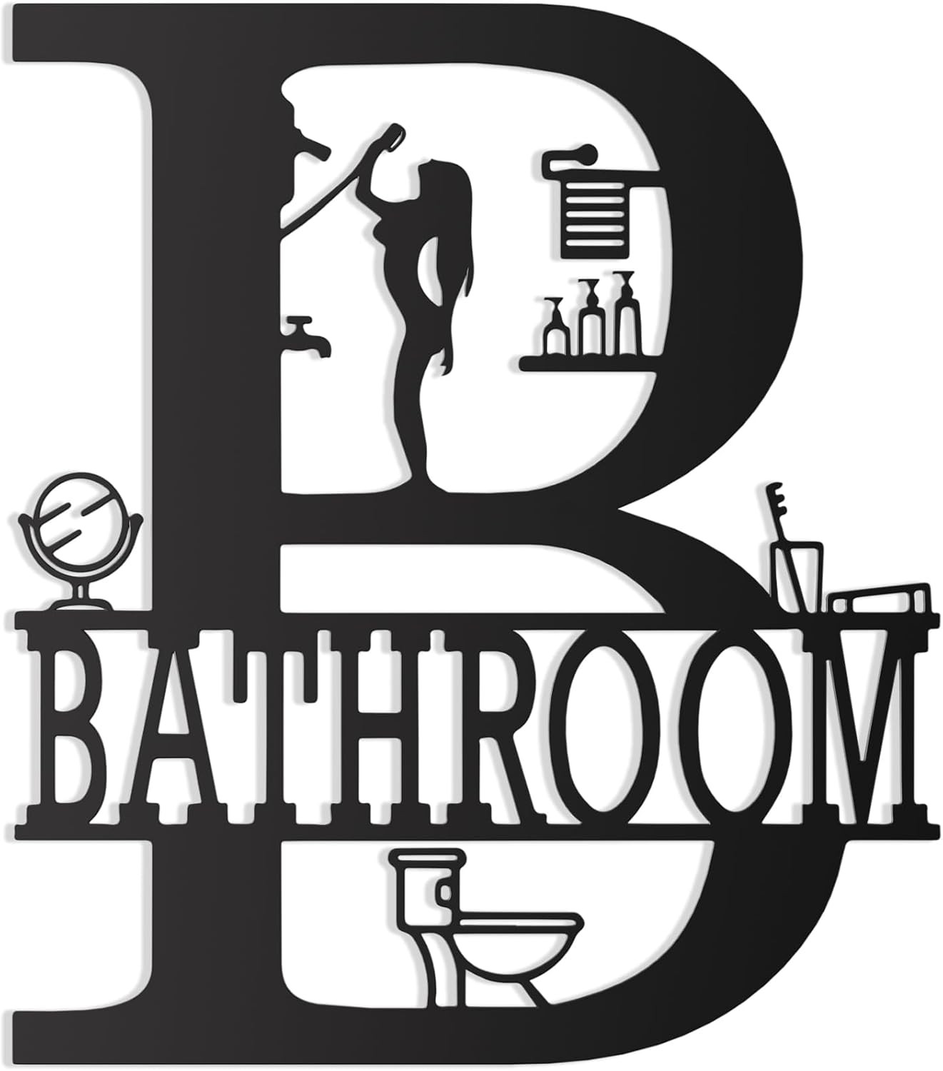 Metal Bathroom Wall Decor – Farmhouse Metal Bathroom Wall Art, Bathroom Sign