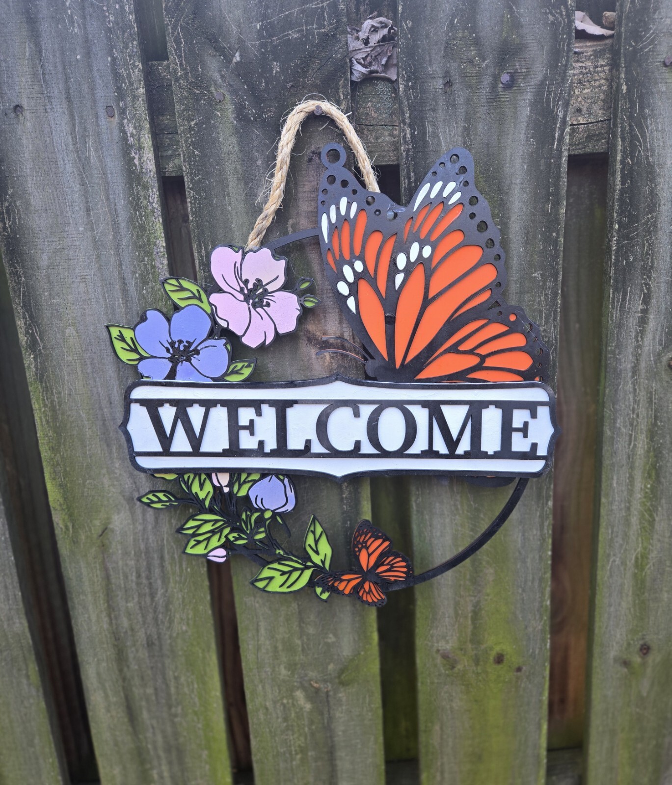 15in Butterfly Welcome Sign Handmade with laser