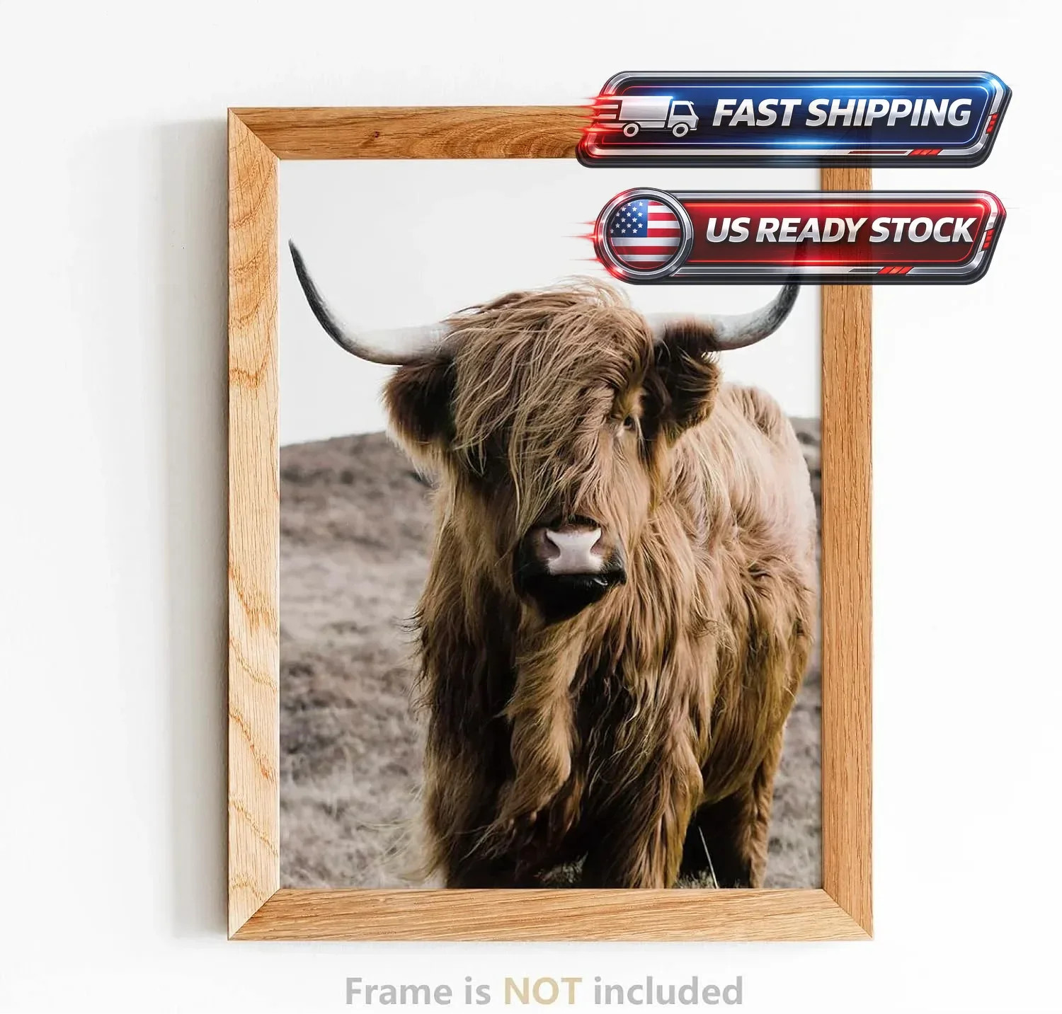 Highland Cow Bathroom Wall Art Prints, Rustic Decor, Unframed, 8X10 Inches, 9 Pc