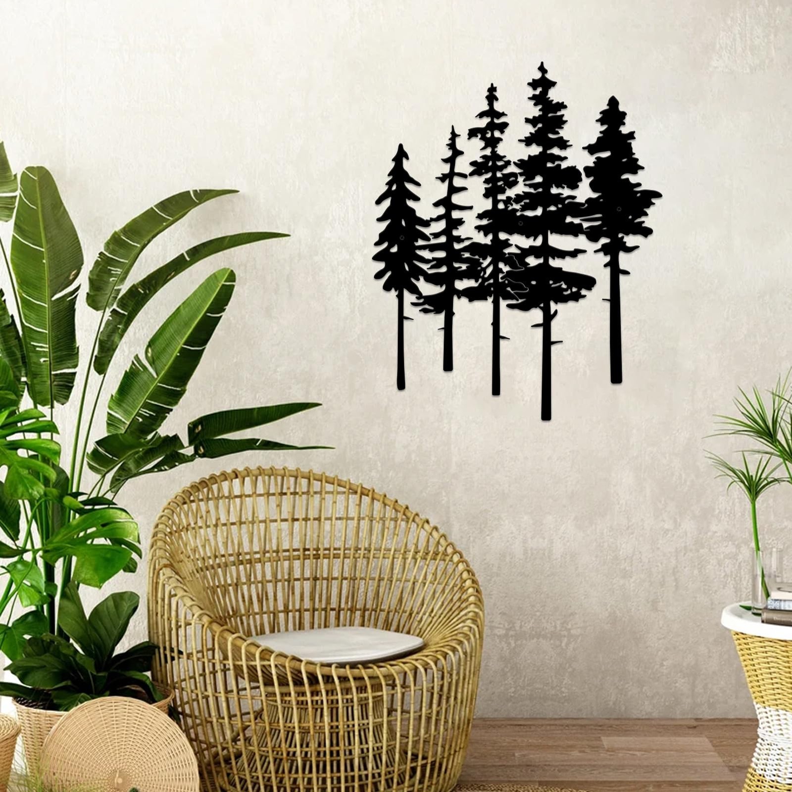 Metal Pine Tree Wall Art, Metal Tree Wall Decor, Nature Rustic Farmhouse Cabi…
