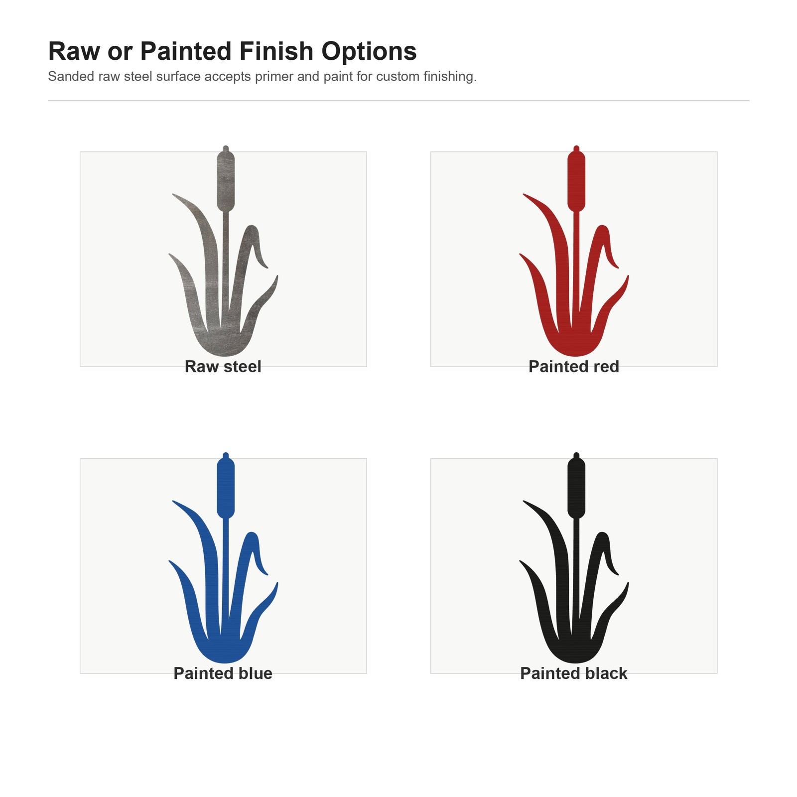 Cattail Steel Cutout Shape, Raw Metal Wall Art and Craft Supply