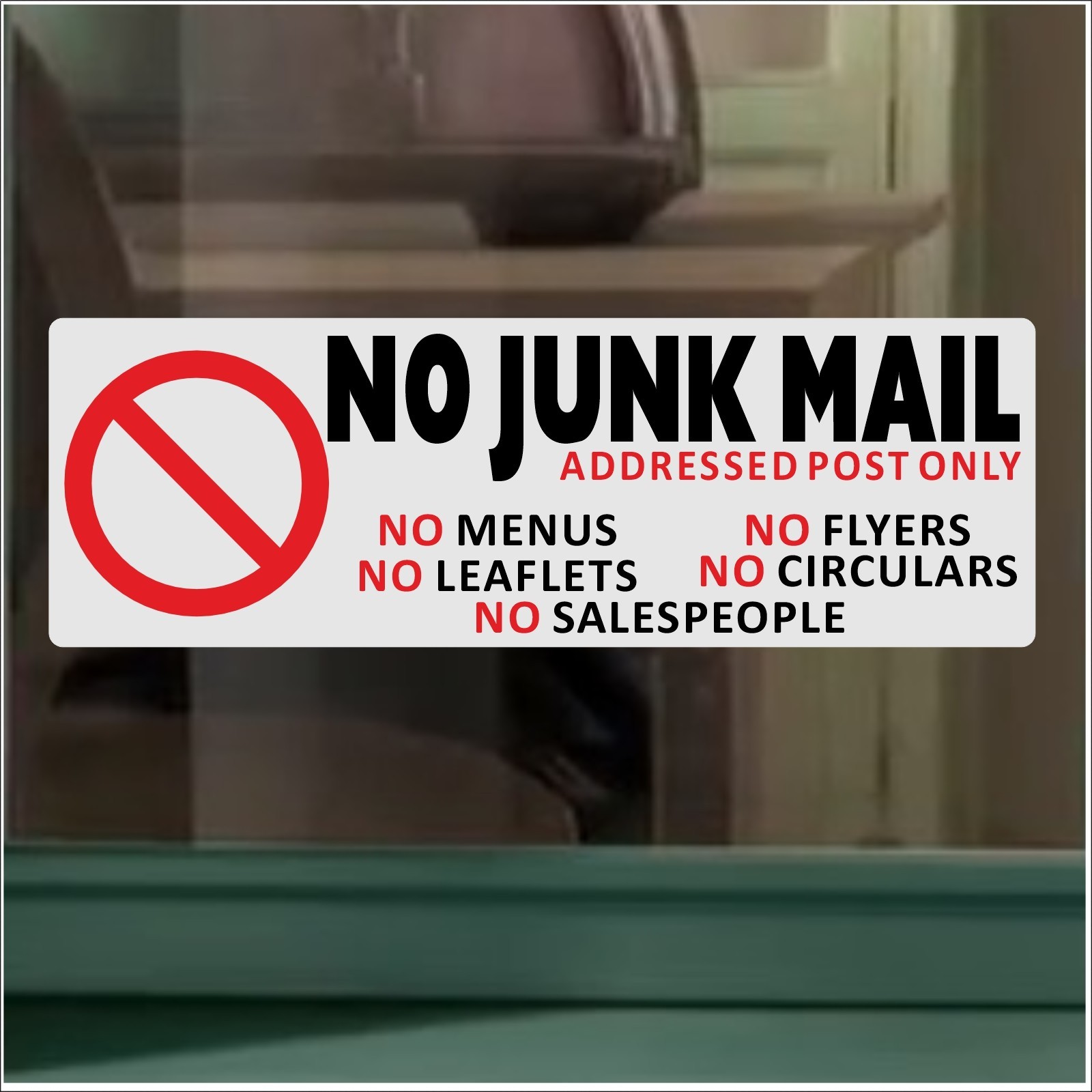 Stickers No Menus Leaflets Flyers Junk Mail Privacy for External Letterbox Signs