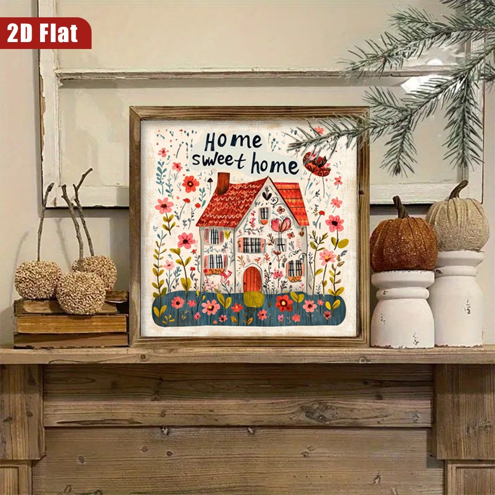Rustic “Home Sweet Home” Wooden Sign Bohemian Wall Decor for Bedroom Entryway