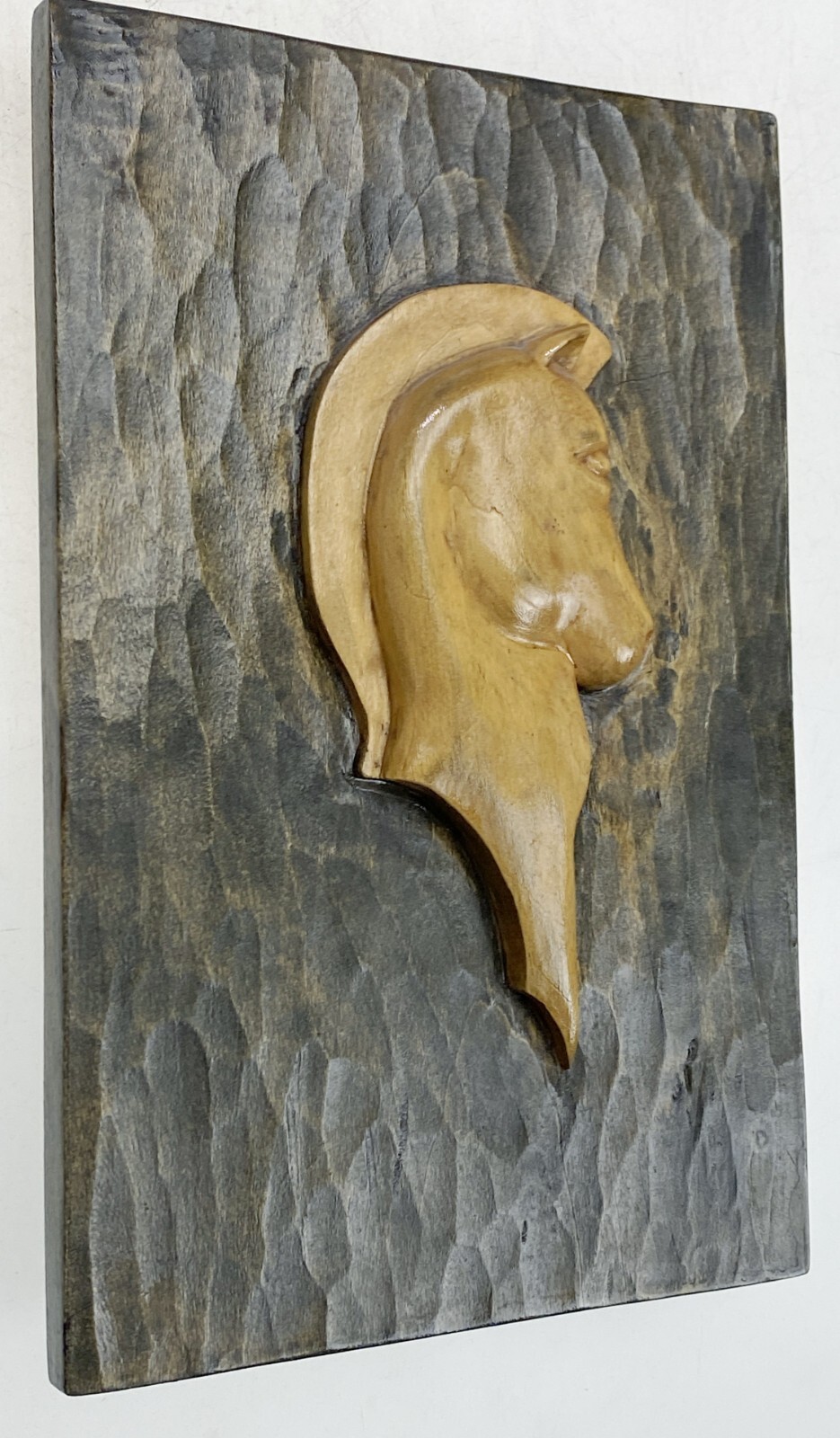Horse Modern Primitive Rustic Carved Wood Plaque Sign Western Trojan