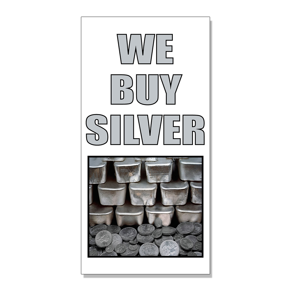 We Buy Silver Business DECAL STICKER Retail Store Sign