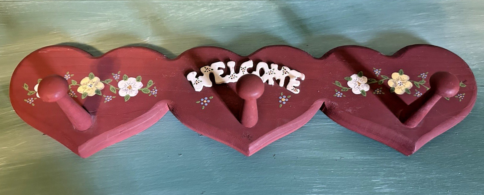 Vintage Hand Painted Welcome Coat / Hat Holder Signed ‘MRN” 17.5″x5″