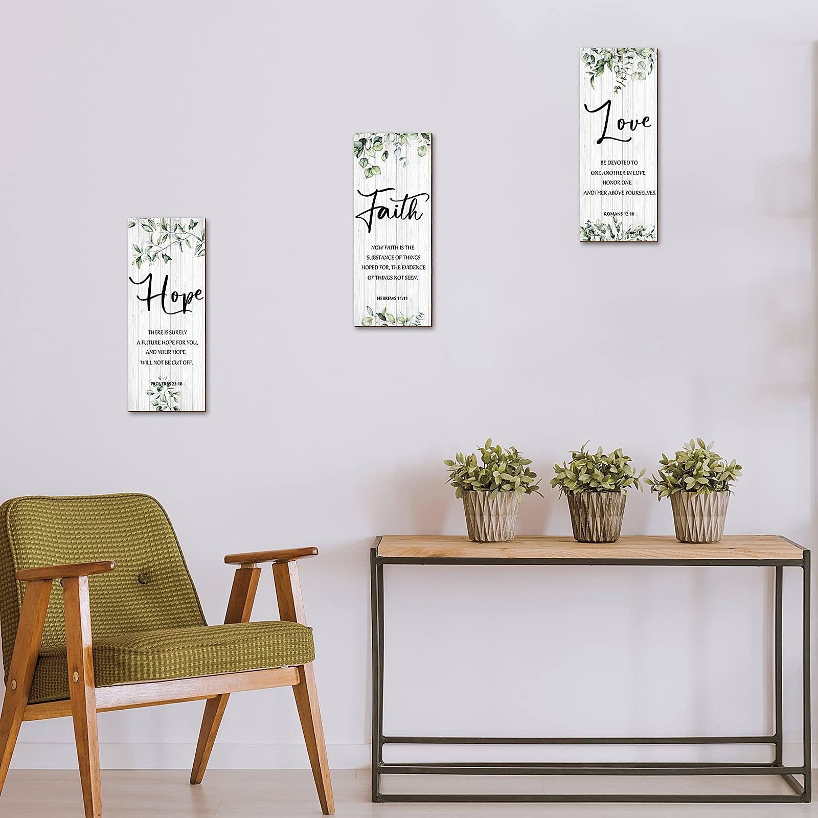 3 Pieces Wall Decor Christian 9.8 x 3.9 x 0.2 inches, as the picture shows