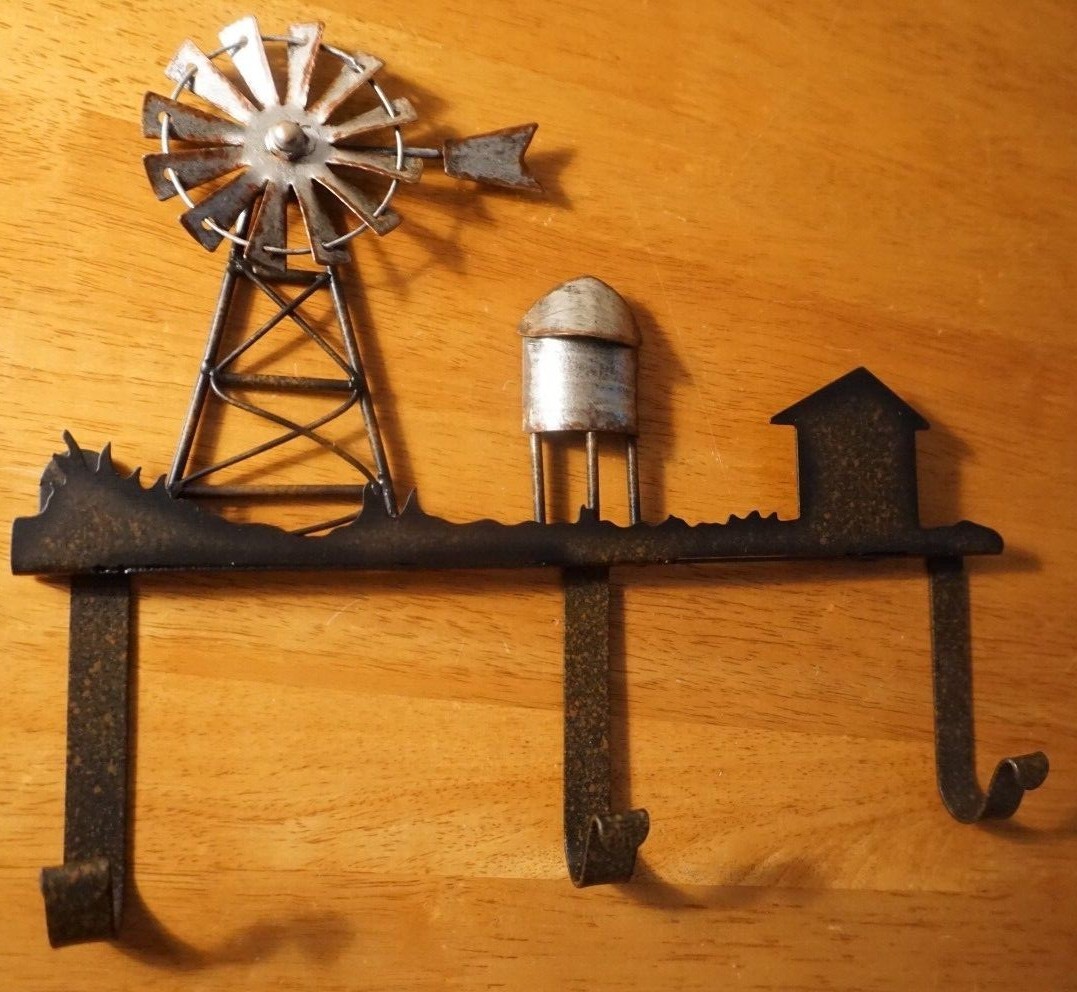 Rustic Country Primitive Windmill Garden Barn Water Tower Hook Farm House Decor