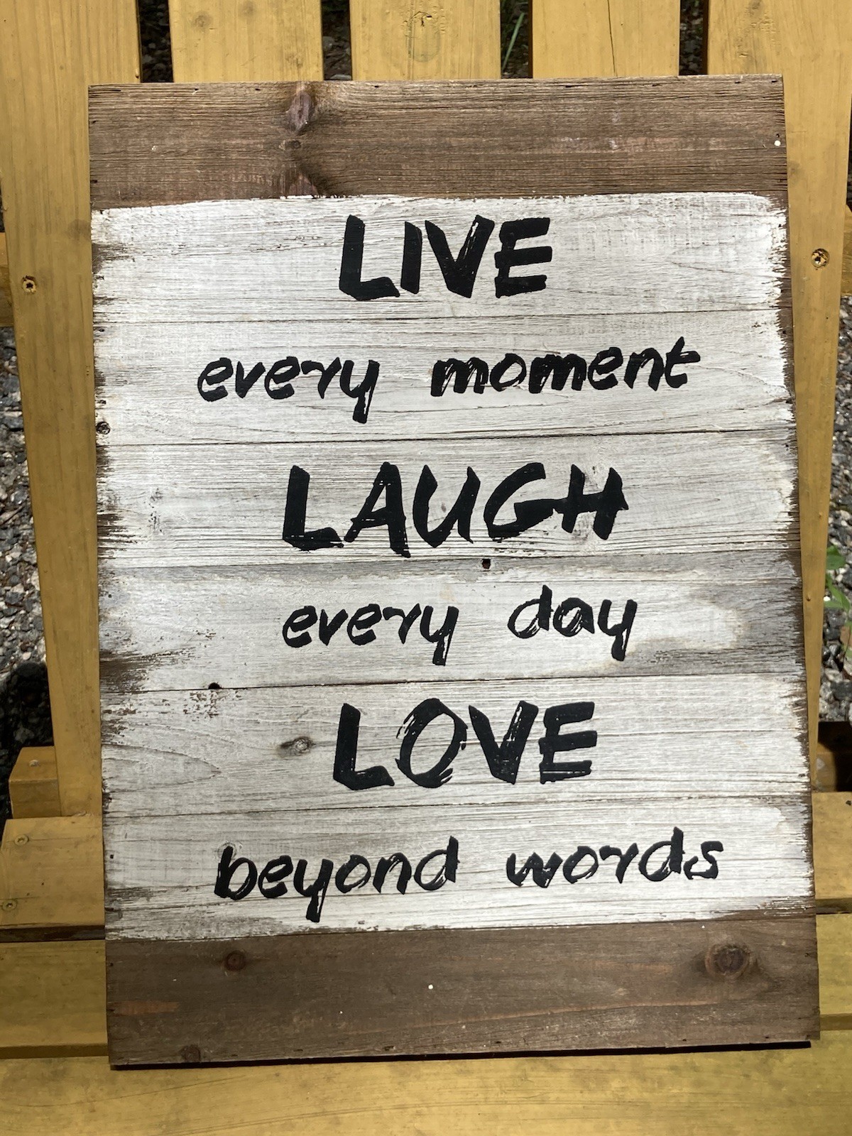 Live Every Moment Laugh Every Day Love Beyond Words Wooden Sign Decor 22 X 16 In