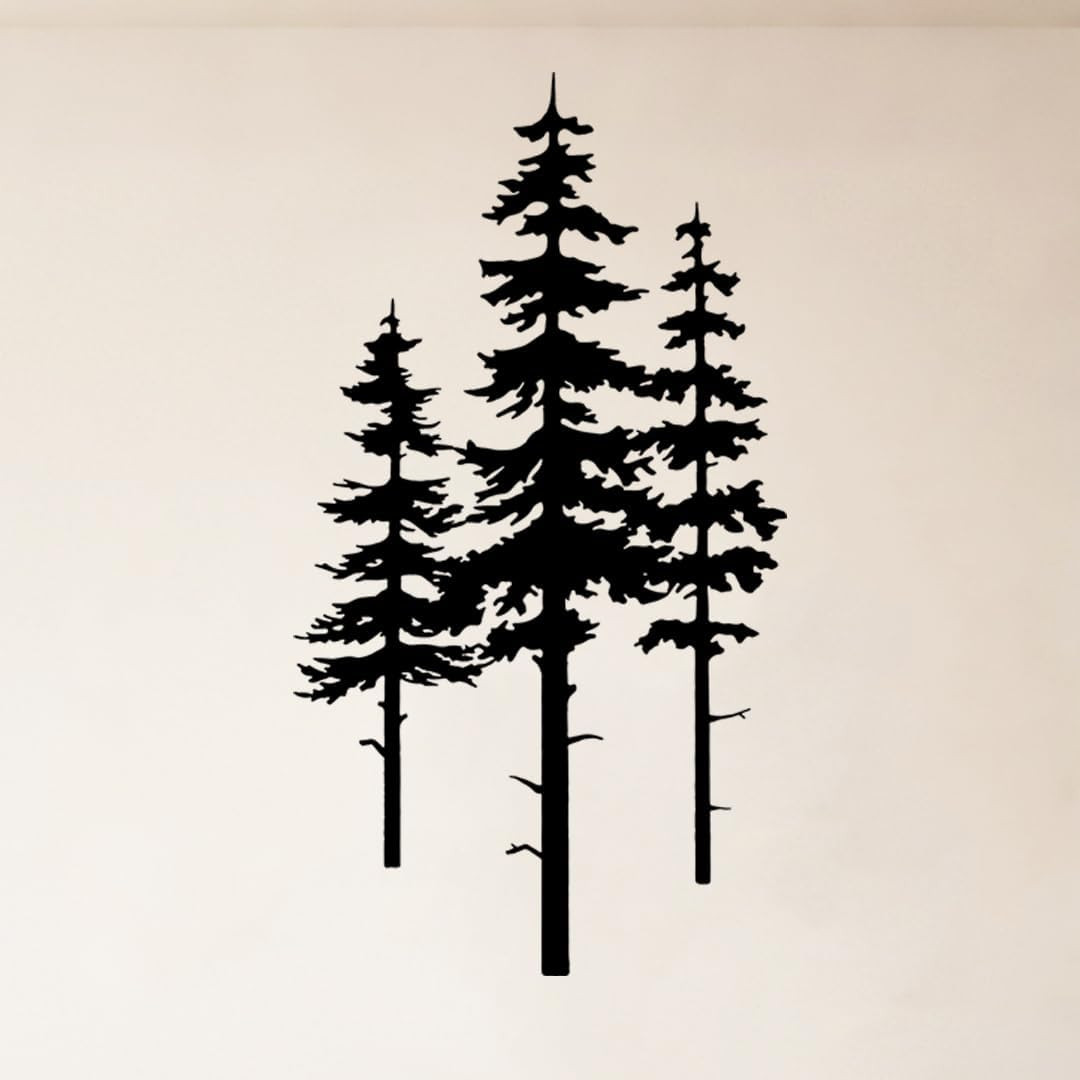 Metal Pine Tree Wall Art Decor, Nature Home Decor, Cedar Trees Metal Sign, Wall