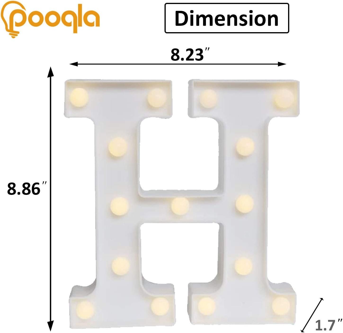 LED Marquee Letter H Sign – Warm White Battery-Powered Decoration for Events