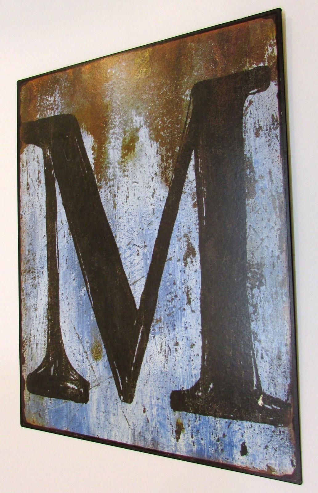New Hobby Lobby Letter M Patina Industrial Rustic Shabby 7×10 Tin Metal Sign