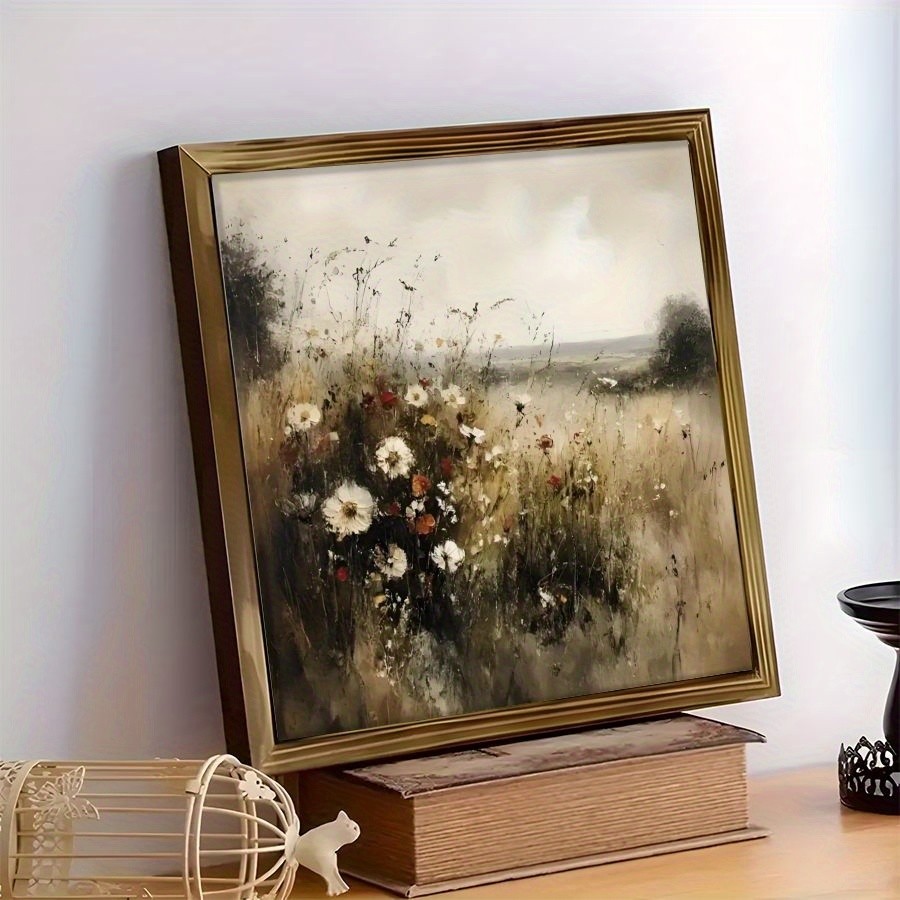 2D Vintage Rustic Wooden Wall Art Impressionist Wildflowers Farmhouse Home Decor