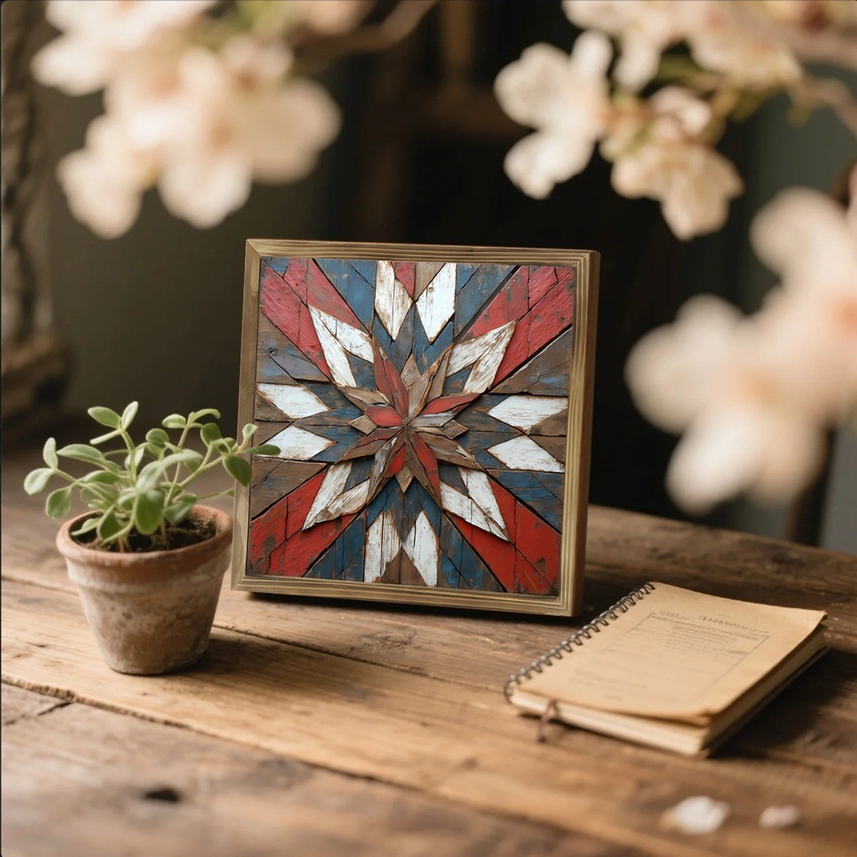 Rustic Patriotic Barn Star Wooden Plaque 4th of July Independence Day Decoration
